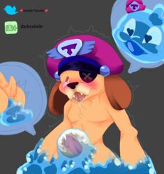 absurd_res anthro brawl_stars colonel_ruffs digital_art digital_drawing_(artwork) digital_media_(artwork) duo gay goo_creature heart_eyes hi_res humanoid male male/male male_focus no_humans slime squeak_(brawl_stars)