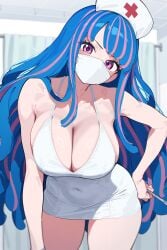 1girls ai_generated bare_arms bare_legs bare_shoulders bare_thighs big_breasts blush clothed clothing color female female_focus female_only hi_res ishin large_breasts light-skinned_female light_skin long_hair looking_at_viewer mask multicolored_hair nurse nurse_cap nurse_uniform one_piece pink_eyes shounen_jump solo solo_female tagme thick_thighs ulti_(one_piece)