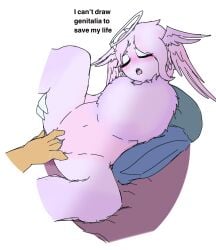 closed_eyes female_only fingering fluffy oc original_character pastel_colors sprunki wing_ears