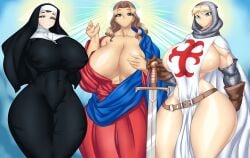 3females 3girls christianity crusader crusader_outfit deviantart deviantart_link deviantart_url easter female female_focus female_only huge_ass huge_boobs huge_breasts huge_butt huge_thighs kailyn kreativekailyn lynkai meme nun nun_hat nun_outfit religion rule_63