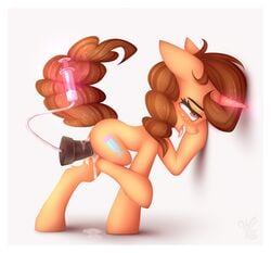 2021 border brown_hair buttercup_shake_(oc) cumlube cutie_mark dildo dildo_in_pussy dildo_insertion equid equine fan_character female feral genitals hair hasbro hi_res hooves horn magic magic_user mammal my_little_pony omiart open_mouth penetration pussy quadruped red_eyes sex_toy sex_toy_in_pussy sex_toy_insertion simple_background solo standing tan_body tongue tongue_out unicorn vaginal_penetration vaginal_penetration white_background white_border