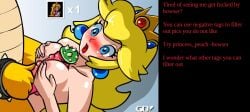 blonde_hair blue_eyes bowser breast_grab breasts crown earrings female human interspecies koopa male mario_(series) monster nintendo nipples paizuri penis princess princess_peach straight super_mario_bros. zone