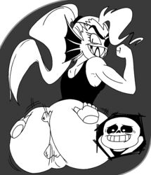 anthro ass big_butt bone buttjob covered_buttjob deltarune dry_humping duo female fish male male/female marine ninoeros sans skeleton snailbail22 straight tobyfox undertale undertale_(series) undyne video_games wide_hips