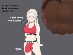 bulge_through_clothing commission commissioner_upload dialogue edelgard_von_hresvelg equine fire_emblem fire_emblem:_three_houses futa_on_feral futa_on_horse futa_on_male futanari g3mma horse horsed male nervous_sweat pale-skinned_female pale_skin sweat thought_bubble throbbing_penis underwear white_hair zoophilia