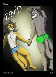 anthro ass balls bed bed_sheet bedding boxer_briefs boxers_(clothing) bulge canid canine canis clothed clothing comic conner_(tritoneternal) dating digital_media_(artwork) duo english_text fennec fox fur furniture genitals hair hi_res kevin_(tritoneternal) love lying male male/male mammal muscular muscular_male night open_mouth penis phone pillow romantic romantic_couple short simple_background sleeping smile tall text texting tired tritoneternal_(artist) underwear wolf