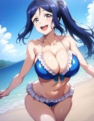 1girls ai_generated alternate_breast_size big_breasts bostin breasts busty curvaceous curvy curvy_body curvy_female curvy_figure female huge_breasts large_breasts love_live!_sunshine!! matsuura_kanan sweat sweating sweaty sweaty_body sweaty_breasts thick_thighs thighs venus_body voluptuous