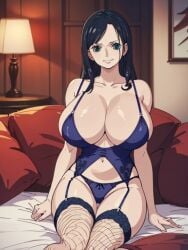 ai_generated female female_only fishnets iyuyu240824 lingerie nico_robin one_piece