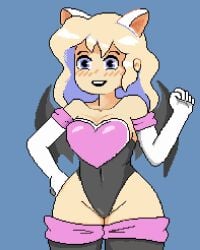 1girls amy_(final_orginity) bat_wings blonde_hair cosplay crossover fanart final_orginity halloween halloween_costume happy happy_female long_hair looking_at_viewer pixel pixel_(artwork) pixel_art ropoductions rouge_the_bat rouge_the_bat_(cosplay) sonic_(series) sonic_the_hedgehog_(series) thick thick_thighs thighhighs thighs