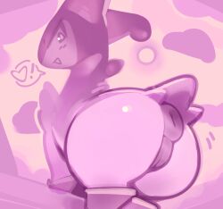 2025 anus ass big_butt blush blush_lines cloud day detailed_background digital_media_(artwork) exclamation_point female female_feral feral generation_5_pokemon genitals glistening glistening_butt glistening_eyes heart_symbol hi_res horn legendary_pokemon ligma_(artist) looking_at_viewer looking_back looking_back_at_viewer monochrome motion_lines nintendo open_mouth open_smile outside pictographics pink_sky pink_theme pokemon pokemon_(species) portrait presenting presenting_anus presenting_hindquarters presenting_vulva puffy_anus pupils quadruped shaded sky smile smiling_at_viewer soft_shading solo speech_bubble standing sun three-quarter_portrait three-quarter_view virizion vulva