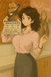 actress ai_generated alrawabi_school_for_girls arabian arabian_female big_breasts brazzers breasts clothed cute female hiba_(alrawabi_school_for_girls) netflix school_uniform schoolgirl watercolor_(artwork)