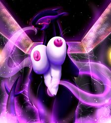 anthro anthrofied big_breasts bodily_fluids breasts calypso_(bludraconoid) dark_body digital_media_(artwork) female genital_fluids genitals hair heart hi_res huge_breasts legendary_pokémon long_hair nintendo nipples nude open_mouth pokémon_(species) pokémorph pokemon purple_body pussy red_eyes shadow_lugia shadow_pokémon solo tongue video_games white_body