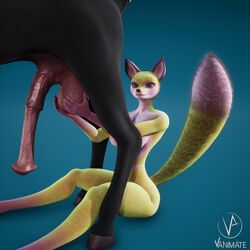 1:1 3d animal_genitalia animal_penis anthro anthro_on_feral big_testicles canid canine duo equid equine equine_penis female feral flared_penis fox furry genitals highres horse liss male mammal penis straight testicles vanimate zoophilia