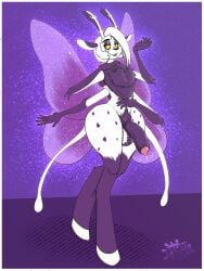3:4 antennae_(anatomy) anthro antlers armpit_hair arthropod ass balls big_butt big_penis bodily_fluids body_hair chest_tuft colored_nails deer deer_ears digital_media_(artwork) eyelashes eyeshadow flyntdraws_(artist) foreskin fur genital_fluids genitals hair hi_res hooves horn hybrid insects lepidopteran makeup male mammal moth multi_limb nails nude penis pubes pubic_mound simple_background smile solo thick_thighs tuft wide_hips wings
