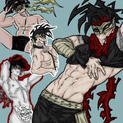 abs akaguro_chizome boku_no_hero_academia chizome_akaguro different_angle digital_drawing_(artwork) leash male male_only my_hero_academia soft stain_(my_hero_academia) tongue tongue_out torso