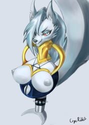 2023 absurd_res anthro breasts canid canid_demon canine censored cryorabbit demon digital_media_(artwork) female fur genitals grey_body grey_fur grey_hair hair hellhound helluva_boss hi_res implied_transformation ladypot loona_(helluva_boss) mammal mythological_canine mythological_creature mythology nipples red_sclera simple_background smile solo tail vulva what where_is_your_god_now why