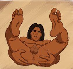 1boy ass drawthread_request dreamworks hole_(anatomy) legs_up little_creek male male_focus male_only melanin muscles muscular muscular_male naked nude santo_(artist) solo solo_male spirit:_stallion_of_the_cimarron spread_anus spread_legs spreading