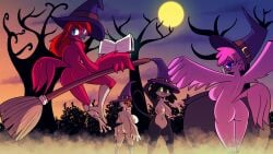 16:9 4k absurd_res accipitriform ass avian berta_(birbpan) big_butt birbpan bird breasts broom broom_riding casual_nudity cauldron cleaning_tool clothing felid feline female femboy full_moon genitals group hat hat_only headgear headgear_only headwear headwear_only hi_res magic_user male mammal moon mostly_nude mother_(lore) mother_and_child_(lore) mother_and_son_(lore) night nude pan_(birbpan) parent_(lore) parent_and_child_(lore) parent_and_son_(lore) paula_(birbpan) secretary_bird slightly_chubby son_(lore) tammy_(birbpan) vulva widescreen witch witch_hat