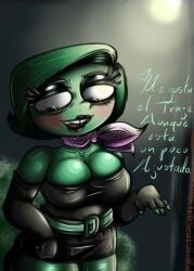 disgust_(inside_out) female green_hair green_skin inside_out komash light-skinned_female light_skin