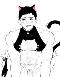 ahe_gao anal bara cat_ears cat_tail drawfag drawthread_request erection gay half_naked heart-shaped_pupils heart_eyes male_focus male_only muscles muscular my_hero_academia penis sex tsukauchi_naomasa underwear