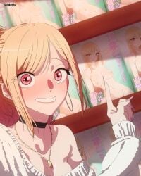 1girls blonde_hair blush felipe_godoy female gyaru kitagawa_marin nipples nude pink_hair sono_bisque_doll_wa_koi_wo_suru