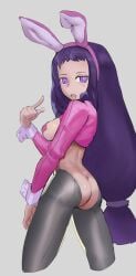 ass ayase_yue drooling long_hair mahou_sensei_negima! mind_control pasties reverse_bunnysuit