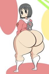 1girls bad_anatomy bottom_heavy bottomless drawingtrashjpg dumplis_(artist) gray_eyes gray_hair huge_ass nano_shinonome nichijou robot winding_key