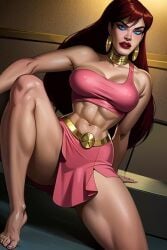 ai_generated giganta muscular pink_dress red_hair