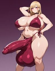 1futa ai_generated artist_name balls big_balls big_breasts blonde_hair bulge futa_only futanari futazeta huge_cock kitagawa_marin large_breasts legs penis pink_eyes solo solo_focus sono_bisque_doll_wa_koi_wo_suru uncensored