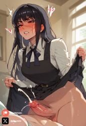 1futa ai_generated black_hair breasts chainsaw_man cock colored dick face_scar futa_only futanari futanari/female light_skin light_skinned_futanari long_hair nickythecreator penis red_eyes scar school_uniform sexy sexy_body sexy_pose testicles uniform veiny_penis yoru_(chainsaw_man)