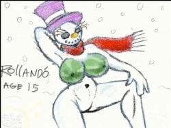 female melon scarf snowman snowwoman tagme top_hat