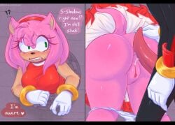 amy_rose anus ass dialogue dubcon female furry kittiesnkream male penis pussy shadow_the_hedgehog sonic_(series) sonic_the_hedgehog_(series) stuck_in_wall tail