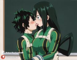 ai_generated boku_no_hero_academia deku huge_cock kissing midoriya_izuku my_hero_academia tsuyu_asui