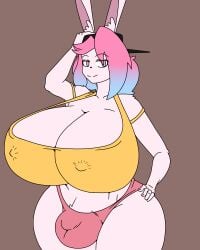 big_ass big_breasts big_penis bra bulge bulge_under_clothes bunny_boy cake chaoticbabylon commission theycallhimcake