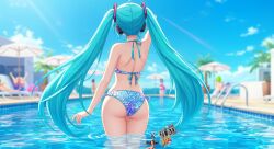 ai_generated blue_hair hatsune_miku mikuart pool sunlight vlad_jojo