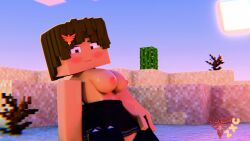 3d 3d_render big_breasts black_skirt blender blender3d blender_(artwork) blender_(software) blender_cycles blush breasts brown_hair cat_stockings cat_thighighs desert enigma_zxc female female_focus female_only looking_at_viewer minecraft naked naked_female naked_woman original_character purple_eyes self_upload sitting skirt smile smiling_at_viewer solo stockings sunny_(enigma_zxc) tagme woman_focus woman_only