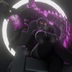 1girls 3d 3d_(artwork) blender breasts crossed_legs gomess huge_breasts kaiju looking_at_viewer ncoughar phalia sitting_on_throne tagme thick_thighs