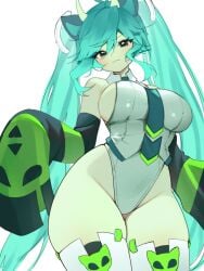 1girls alien alien_girl anthro breasts cleavage clothed clothing female female_only glorpi_miku_(dyarikku) hatsune_miku skyaboveme vocaloid