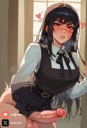 1futa ai_generated black_hair breasts chainsaw_man cock colored dick face_scar futa_only futanari futanari/female light_skin light_skinned_futanari long_hair nickythecreator penis red_eyes scar school_uniform sexy sexy_body sexy_pose solo testicles uniform veiny_penis yoru_(chainsaw_man)