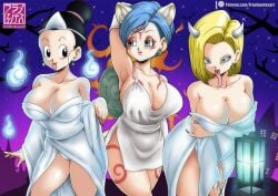 3girls android_18 bulma_briefs chichi dragon_ball dragon_ball_z franfuentesart2 halloween tagme