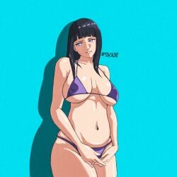 1girls belly belly_bulge belly_button big_breasts bikini bikini_bottom bikini_top black_hair blush boruto:_naruto_next_generations bra breasts embarrassed female hyuuga_hanabi hyuuga_hinata hyuuga_hinata ino_yamanaka looking_at_viewer milf naruto naruto_(series) panties purple_eyes purple_hair sagging_breasts tummy