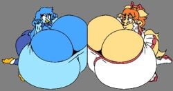 2024 2d 2d_(artwork) 2d_artwork 2girls anthro avian big_breasts bird bird_girl breast_expansion breasts canid canine ceroba_ketsukane clothed clothed_female digital_art digital_drawing_(artwork) digital_media_(artwork) expansion faucyv fox fox_girl furry furry_female huge_breasts hyper hyper_breasts martlet_(undertale_yellow) shocked_expression top_heavy top_heavy_breasts undertale_yellow