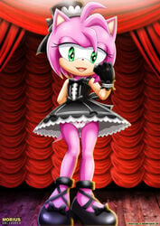 amy_rose bbmbbf cameltoe clothing goth gothic gothic_lolita mobius_unleashed palcomix pink_fur pink_hair sonic_(series) sonic_runners upskirt