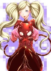 1girls ann_takamaki areola areolae big_breasts blonde_hair breasts breasts_out breasts_out_of_clothes curvaceous curvy curvy_female ebido female female_focus female_only hi_res highres huge_breasts large_breasts light-skinned_female light_skin long_hair looking_at_viewer persona persona_5 phantom_thief_suit slim_waist smile smiling smiling_at_viewer solo solo_female solo_focus thick_thighs thighs topless wide_hips