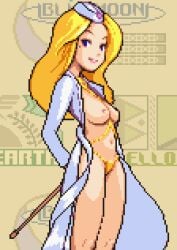 1girls advance_wars blonde_hair breasts edit female hat looking_at_viewer military_hat nell_(advance_wars) nibbler2345 nipples open_uniform pinup pixel pixel_art tagme uniform