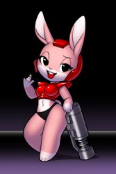 2020 2:3 anthro armor bedroom_eyes cherry_bunny cherry_bunny_demon_hunter clothing female gun headgear helmet hi_res lagomorph leporid looking_at_viewer mammal midriff narrowed_eyes panties rabbit ranged_weapon seductive solo tongue tongue_out underwear weapon xylas
