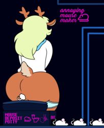 anal anal_vore anthro antlers anus ass big_butt capreoline cervid clothed clothing deltarune english_text exit_vore feces female feral group hair hi_res horn implied_scat mammal maxthepikachu mouse murid murine noelle_holiday panties panties_down partially_clothed rear_view reindeer rodent scat sitting size_difference text toilet undertale_(series) underwear underwear_down video_games vore