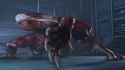 16:9 3d_(artwork) 4k absurd_res capcom claws digital_media_(artwork) exposed_brain exposed_muscle flesh_creature hi_res humanoid licker male male_only monster monstrous_humanoid not_furry nude open_mouth resident_evil rydeen_3d solo tongue undead video_games widescreen zombie