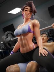 cinder_(fortnite) female fortnite fortnite:_battle_royale gym horny male muscular muscular_male