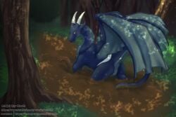 blue_body blue_fur dragon female feral forest forest_background fur genitals icy-marth mud mythological_creature mythological_scalie mythology nature nature_background plant pussy raised_tail scalie solo stuck tail tree