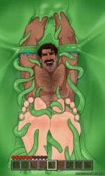 body_hair feet feet_focus feet_together laughing male_only minecraft nipples nude open_mouth restrained restrained_legs revealyoursins ripped_clothing slime steve_(minecraft) tearing_up tears tentacle tentacle_on_male tickling tickling_feet